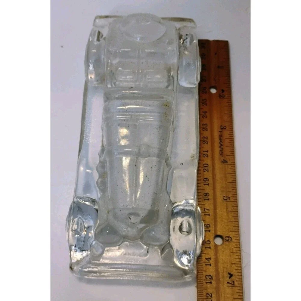 Vintage Clear Glass Mercedes Benz 500K Roadster Car Figurine Paperweight 6.5